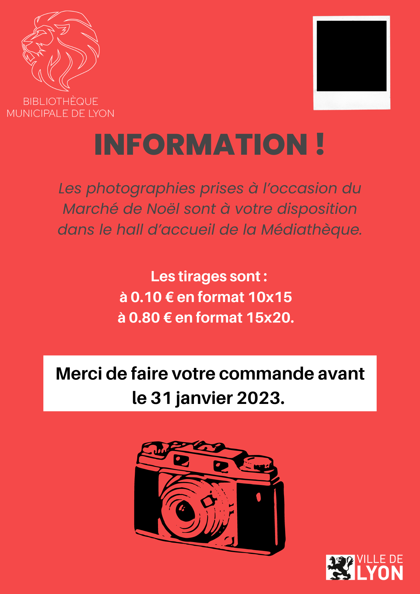 Le 06/01 : Ventes des photographies du Marché de Noël